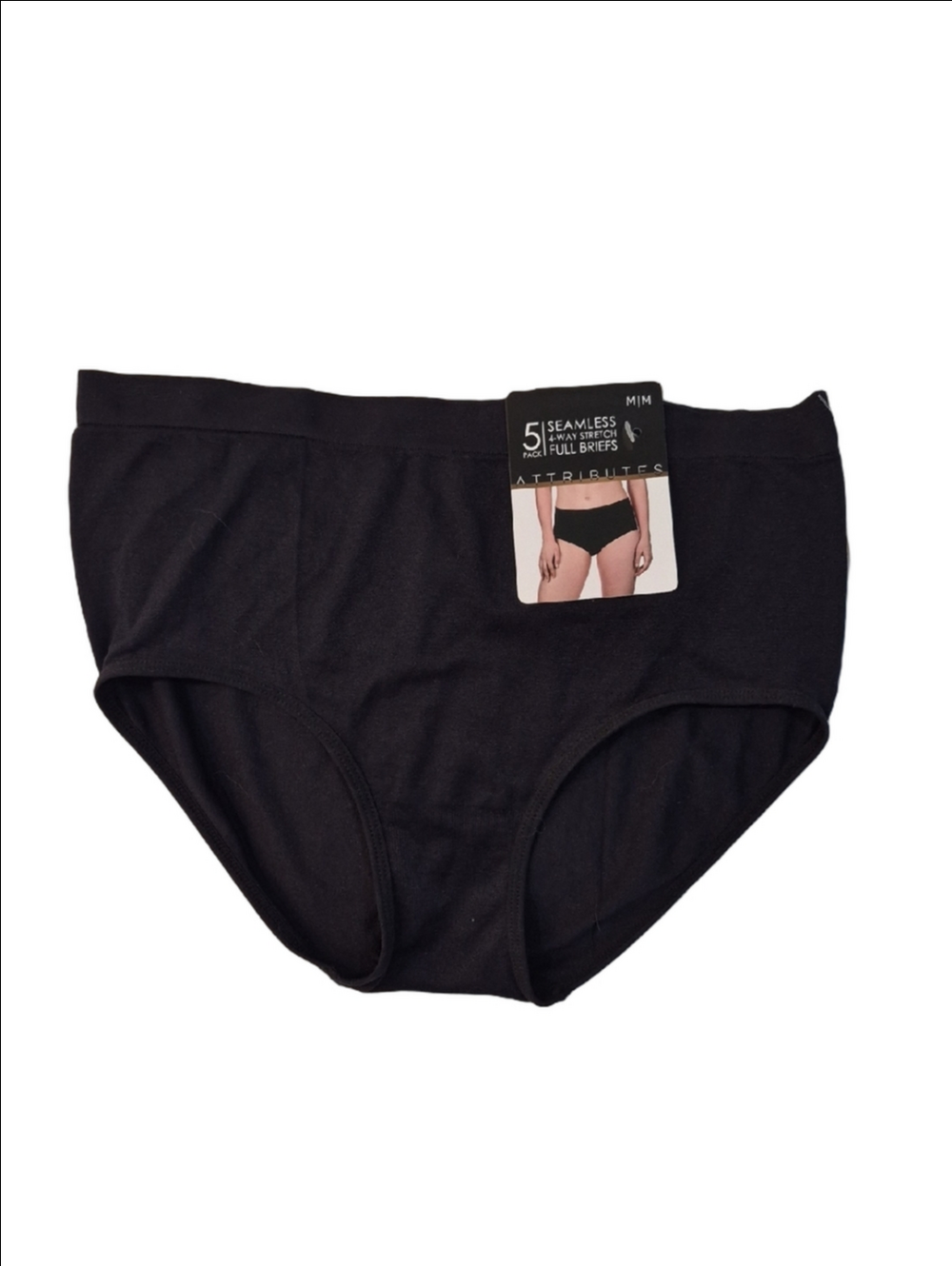 Women's Black Seamless 4- Way Stritch Full Briefs Sise M